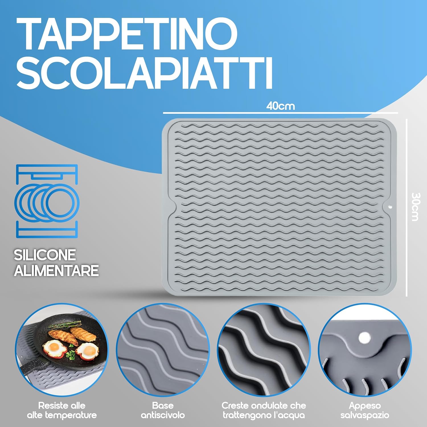 Scolapiatti da Appoggio a 2 Livelli con Tappetino - immagine 4