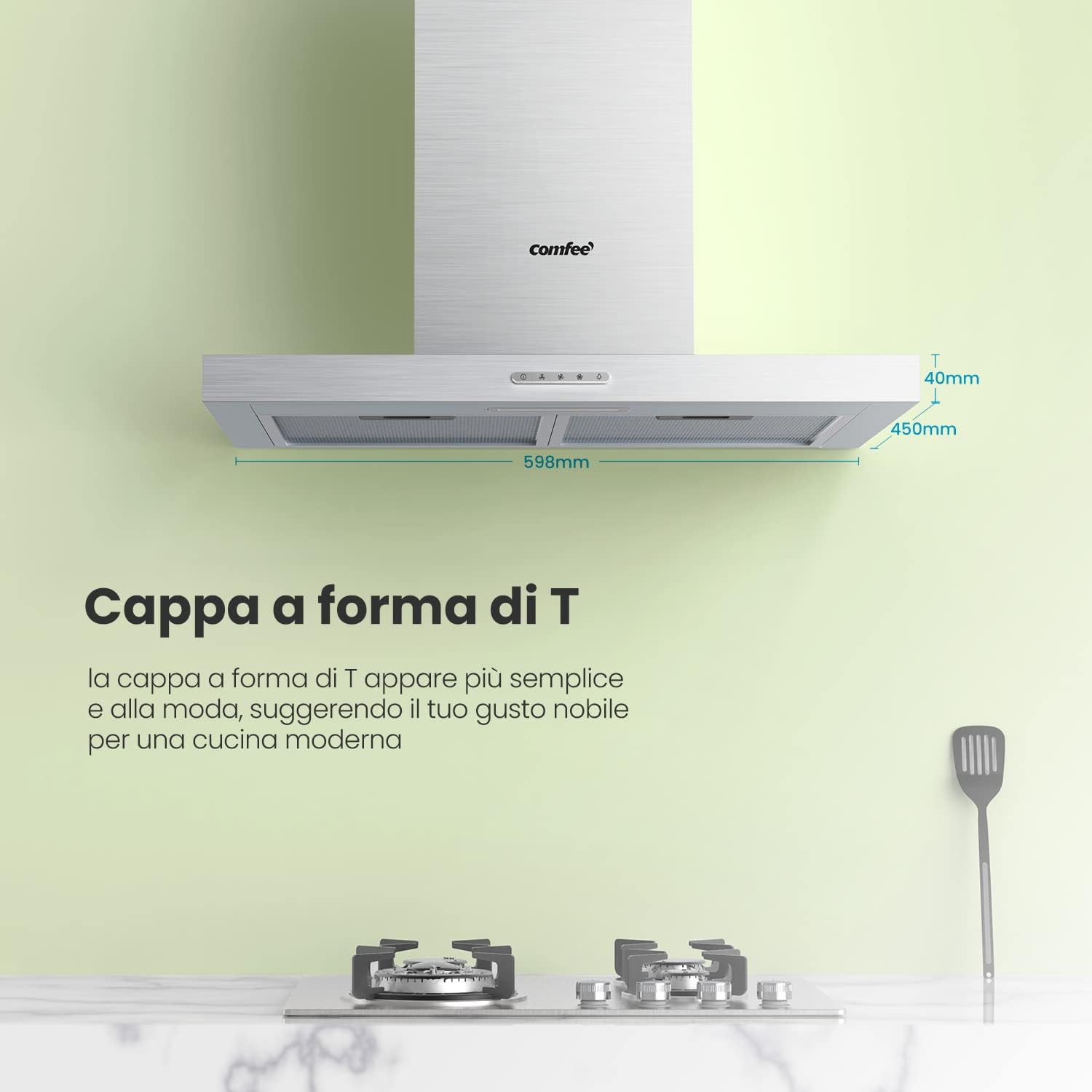 Comfee' Cappa Aspirante 60 TSHM17SS-60 Acciaio Inox - immagine 2