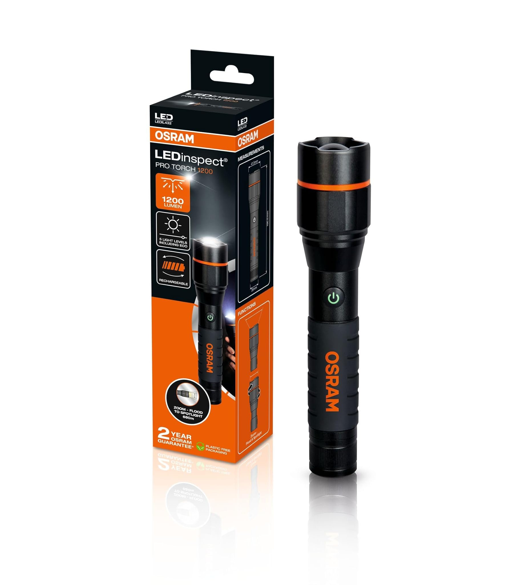 Osram LEDinspect PRO TORCH 1200 - Torcia LED Ricaricabile