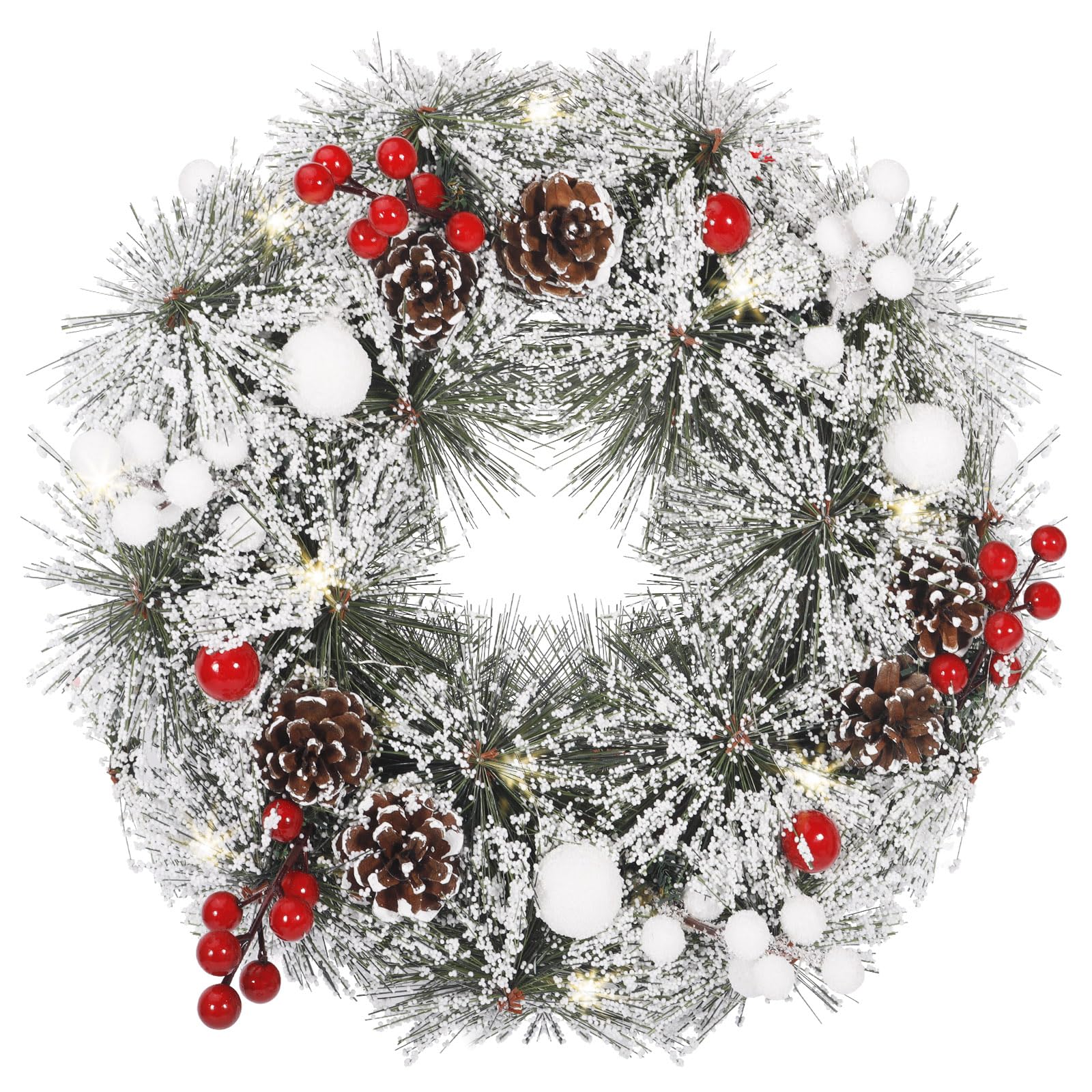 Ghirlanda Natalizia Bianca Neve 30CM con LED