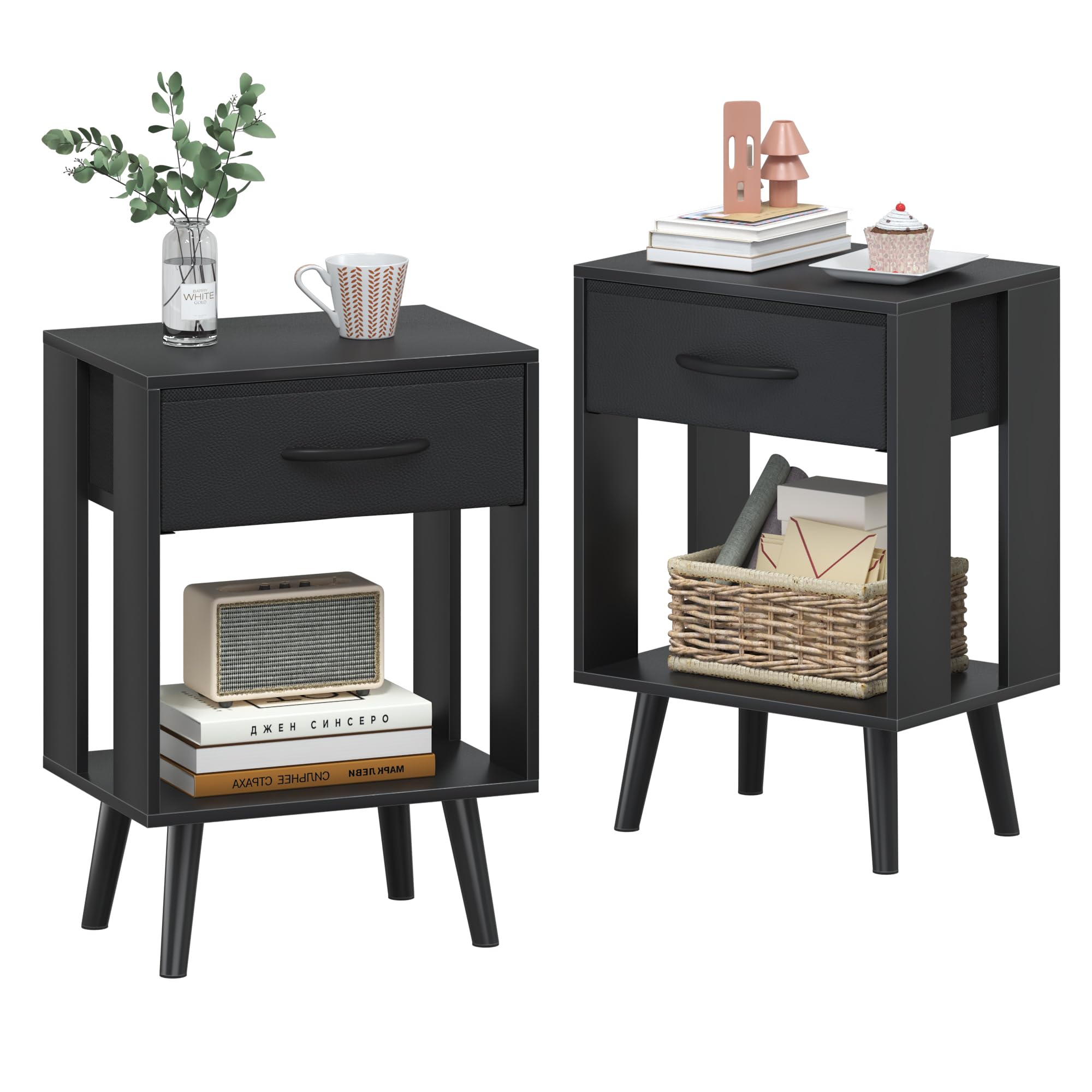 Set 2 Comodini Camera da Letto 40x30x60.3cm