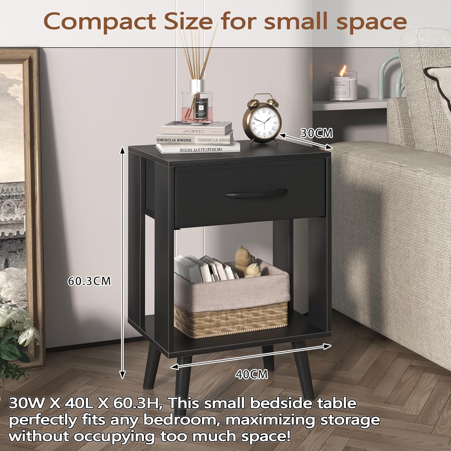 Set 2 Comodini Camera da Letto 40x30x60.3cm - immagine 3