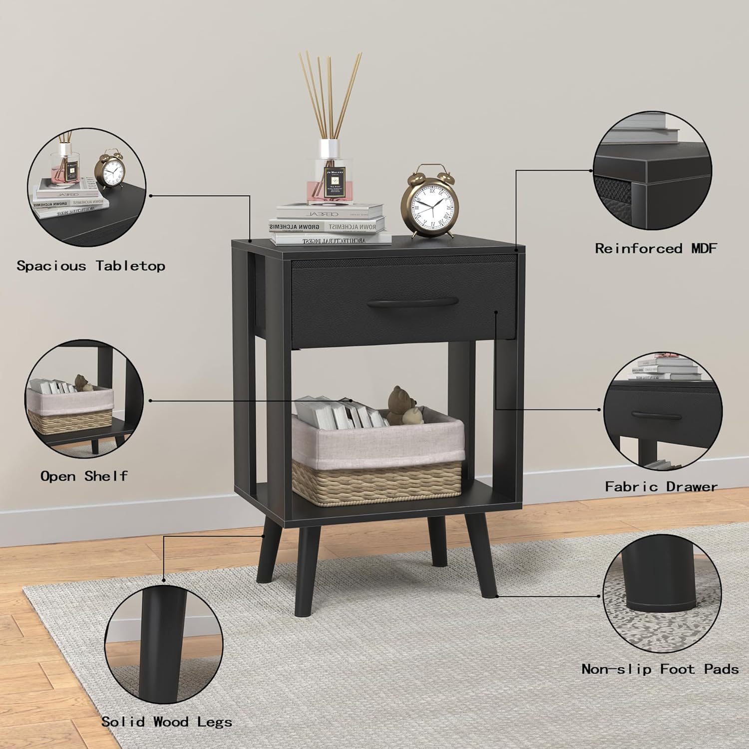 Set 2 Comodini Camera da Letto 40x30x60.3cm - immagine 4