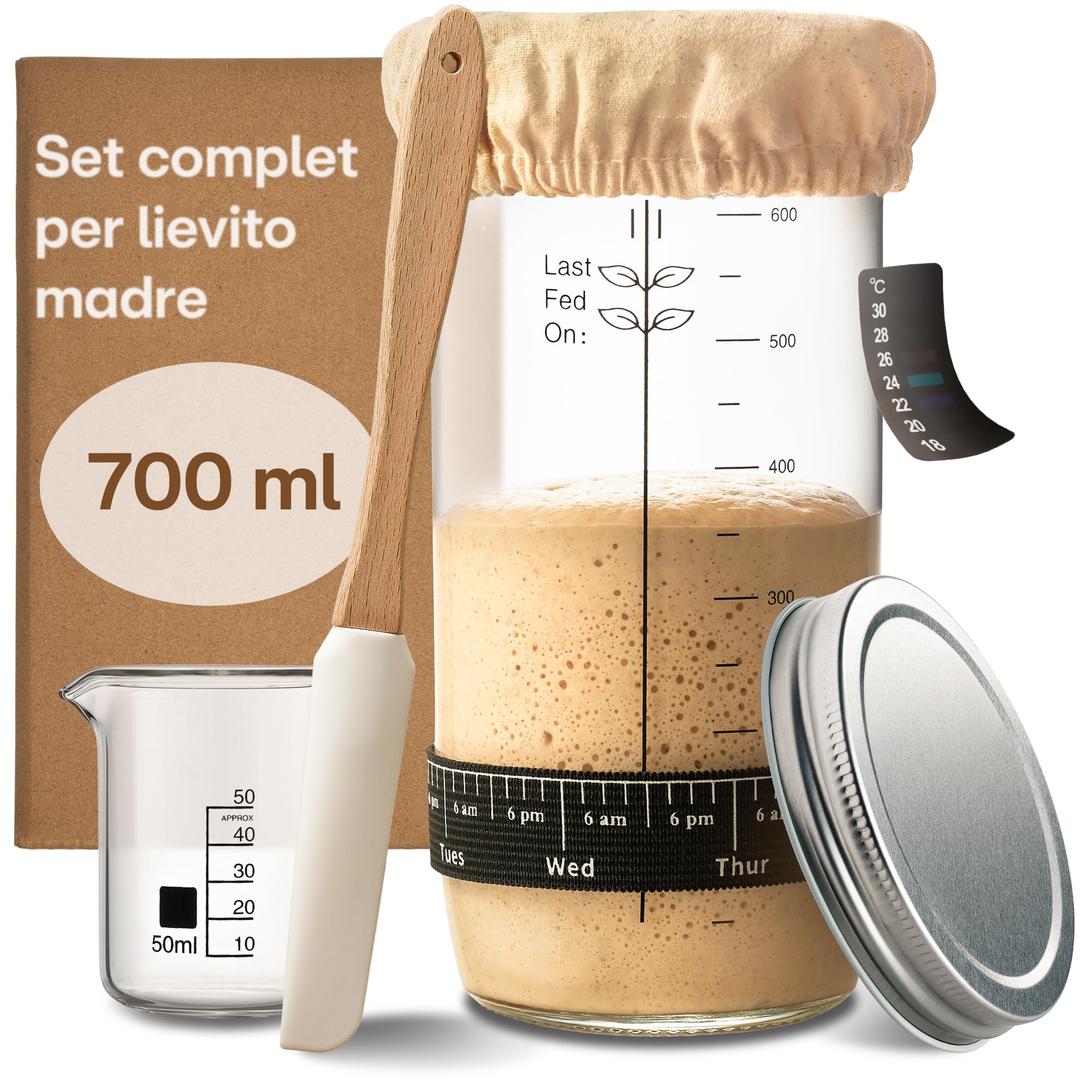 Praknu Kit per Lievito Madre in Vetro 700ml