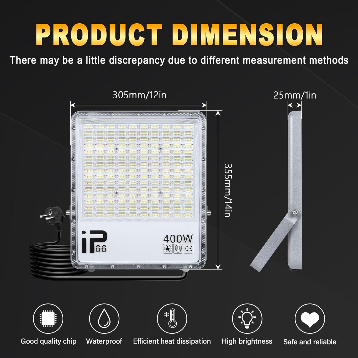 Rigidon Faretto LED 400W con Spina 6000K - immagine 2