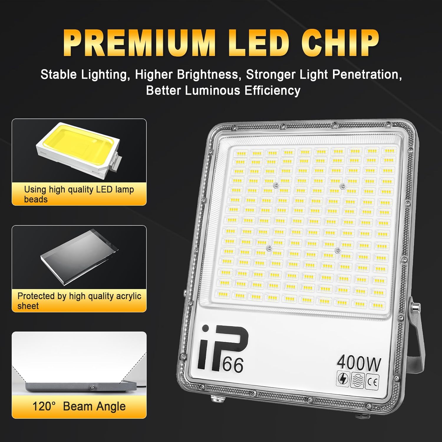 Rigidon Faretto LED 400W con Spina 6000K - immagine 3