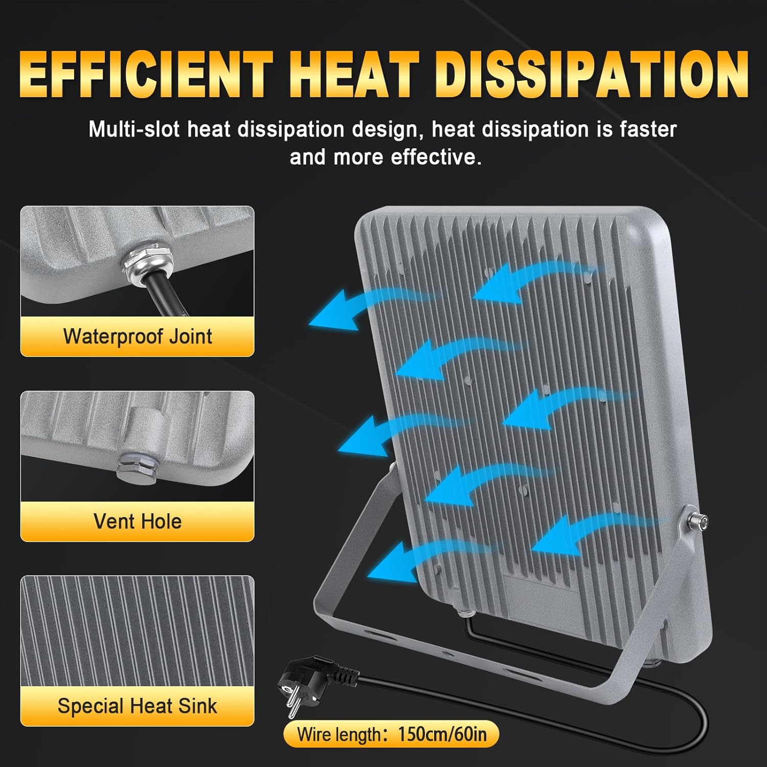 Rigidon Faretto LED 400W con Spina 6000K - immagine 4