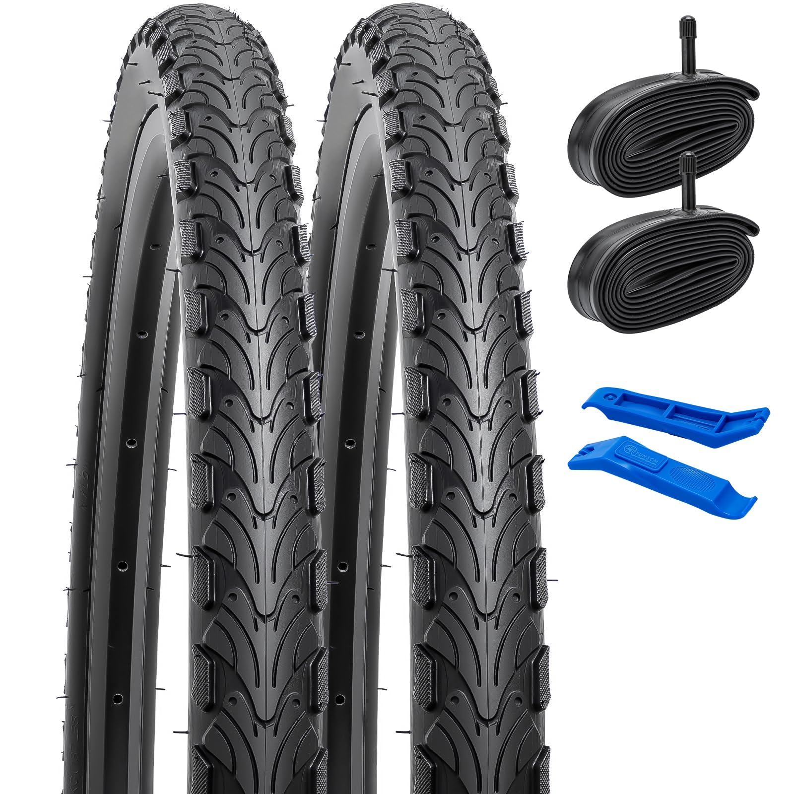 YunSCM 2Pcs Pieghevole 24 pollici pneumatici 24x1.95 ETRTO 53-507 e 2Pcs 24 pollici Camera d'aria AV32mm valvola Schrader, compatibile Bicicletta 24x1.95 24x2.0 Copertoni e Camera d'aria