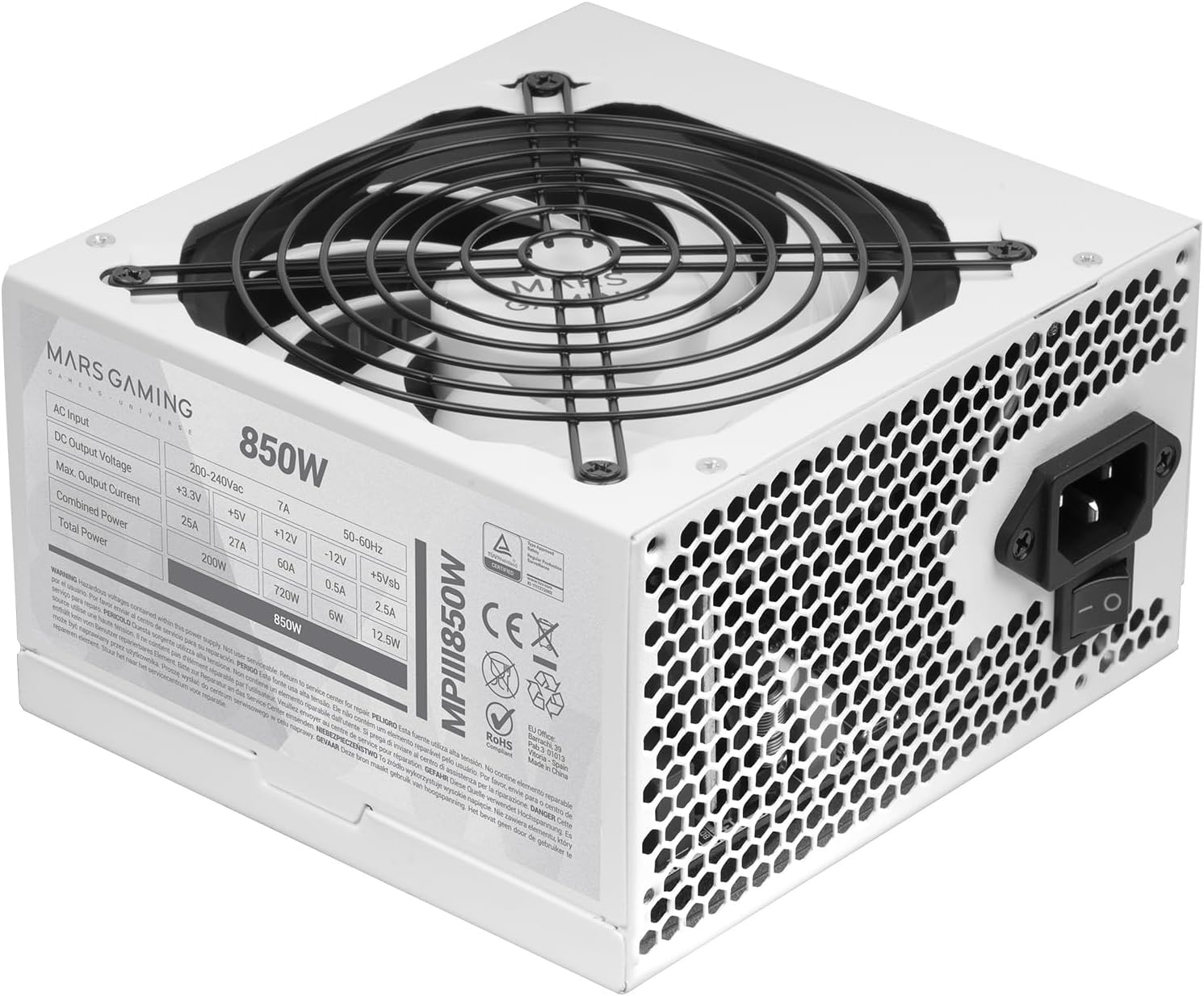 MARSGAMING MPIII850 - Alimentatore PC ATX 850W, Bianco - immagine 1