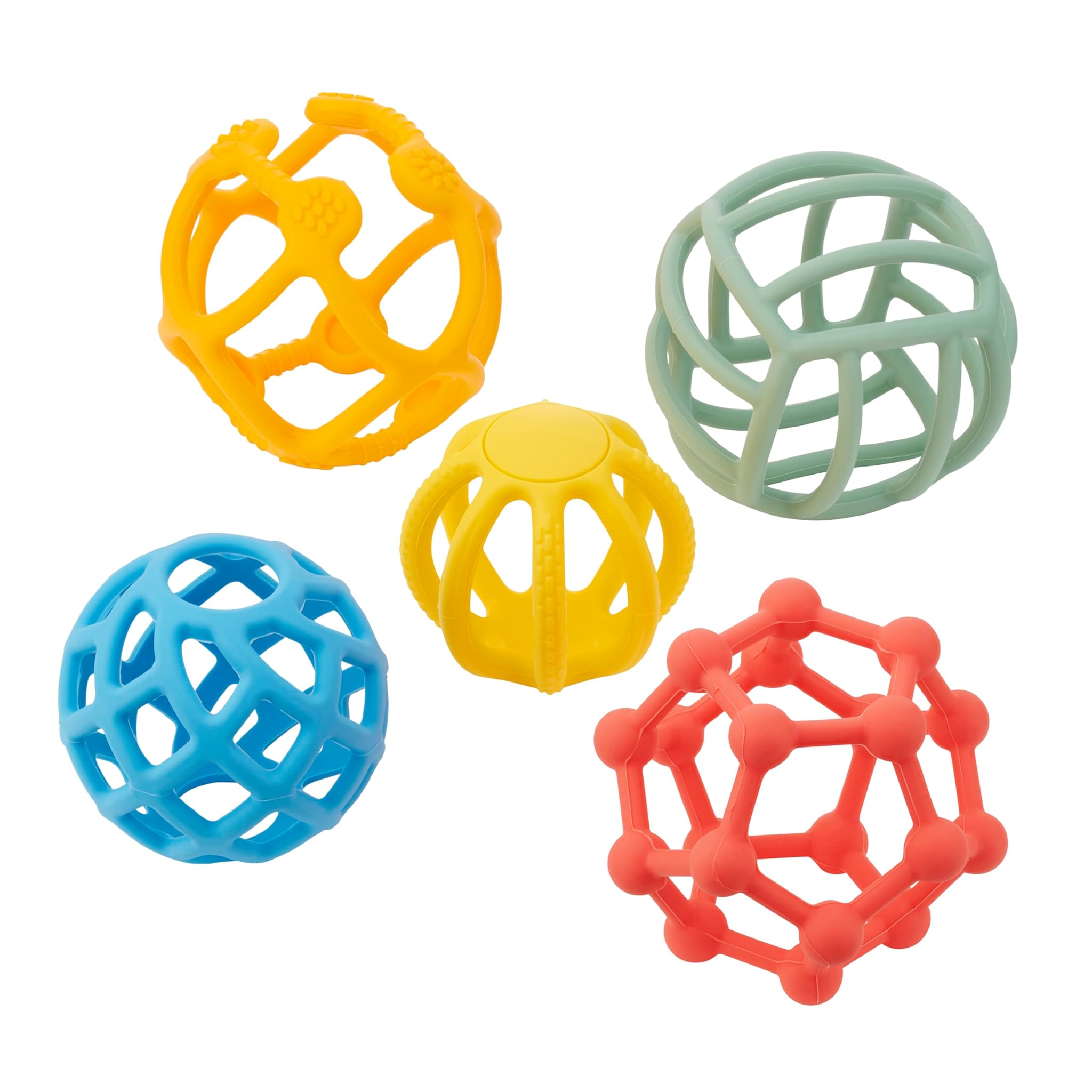 tickit SiliSoft Flexi Balls - 5 Soft Cage-Style Sensory Balls for Tactile Exploration, Creative Play, And Calming Fidgeting, Rainbow