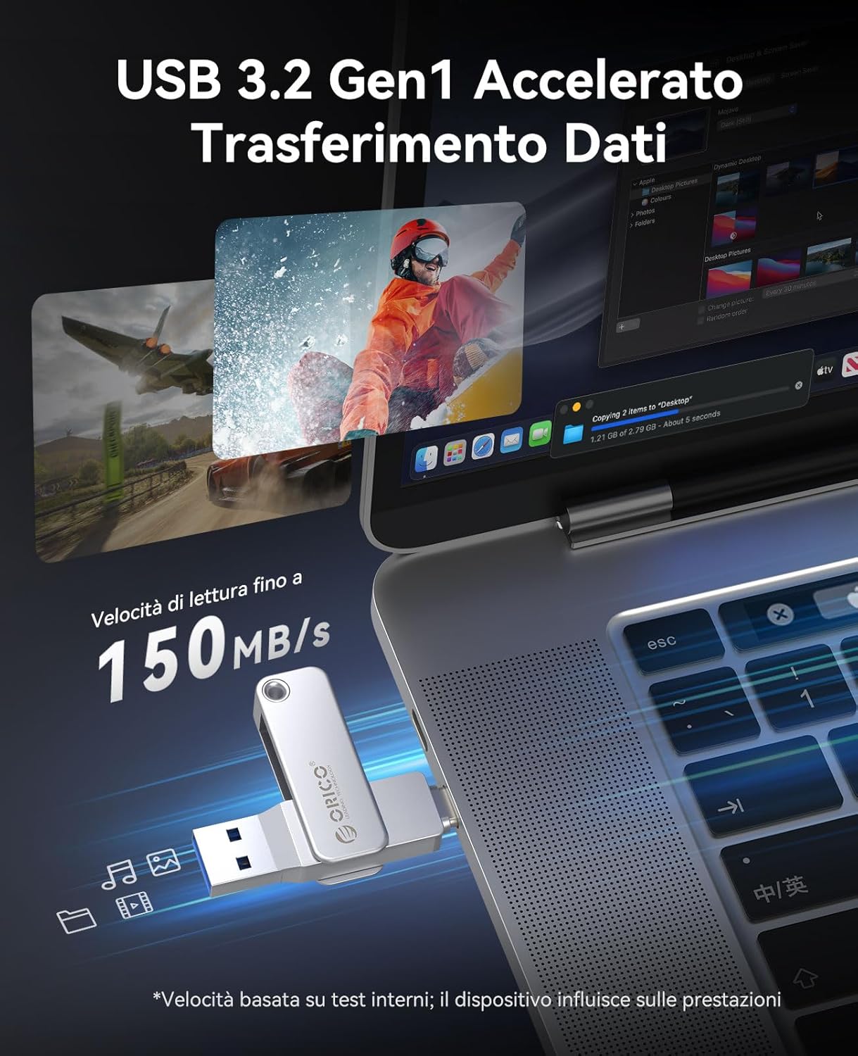 Orico Chiavetta USB 256 GB Mini USB 3.2 Gen 1 - immagine 2