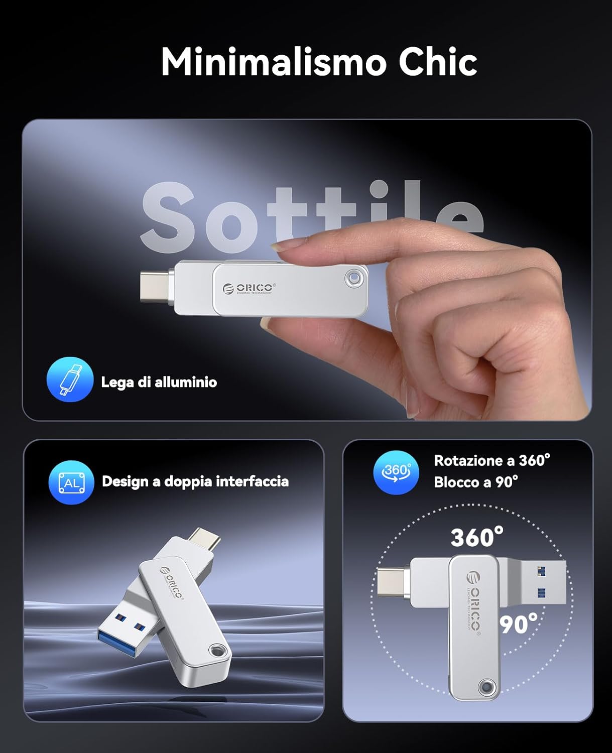 Orico Chiavetta USB 256 GB Mini USB 3.2 Gen 1 - immagine 4