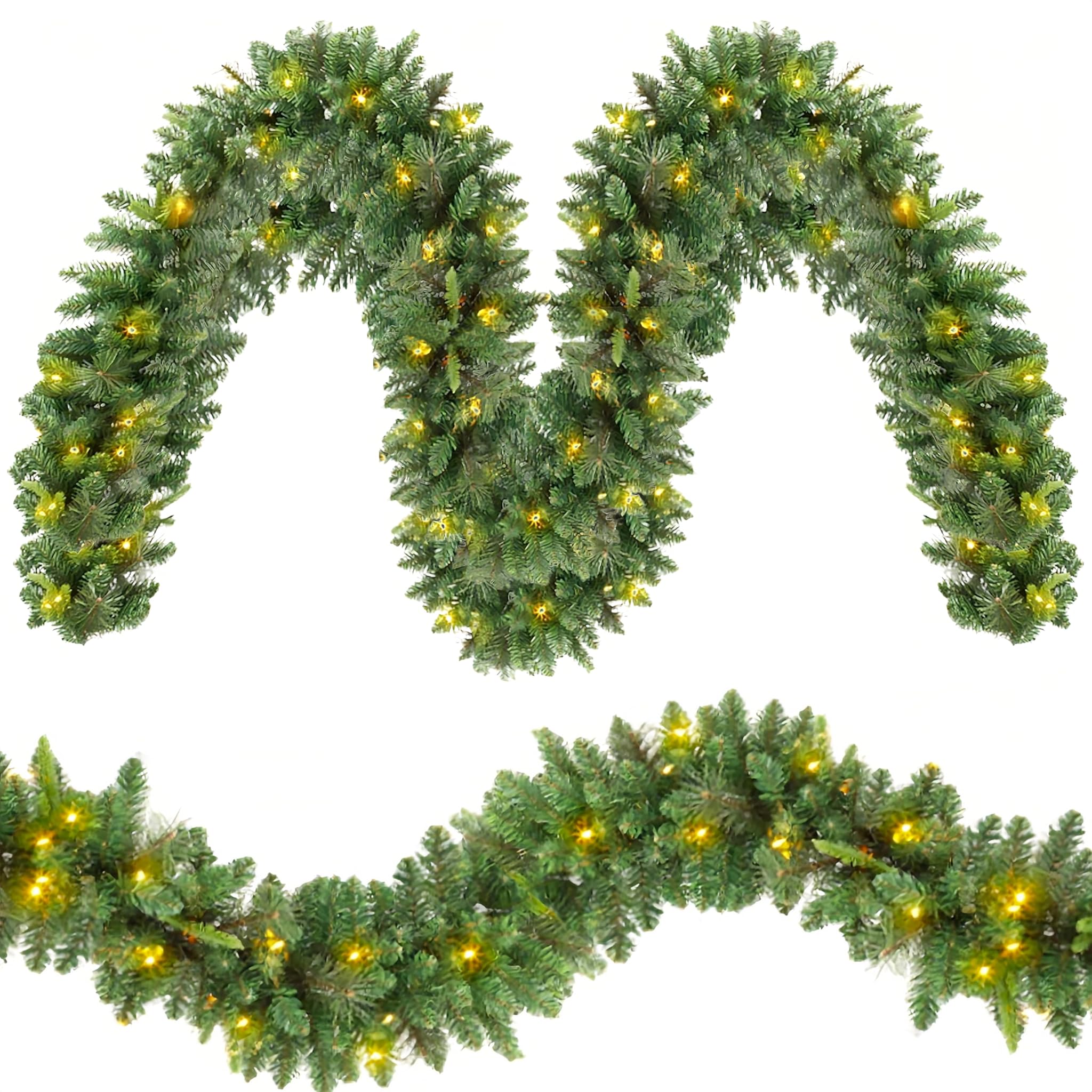 Ghirlanda Natale Abete Artificiale 4M 80 LED, Bianca Calda