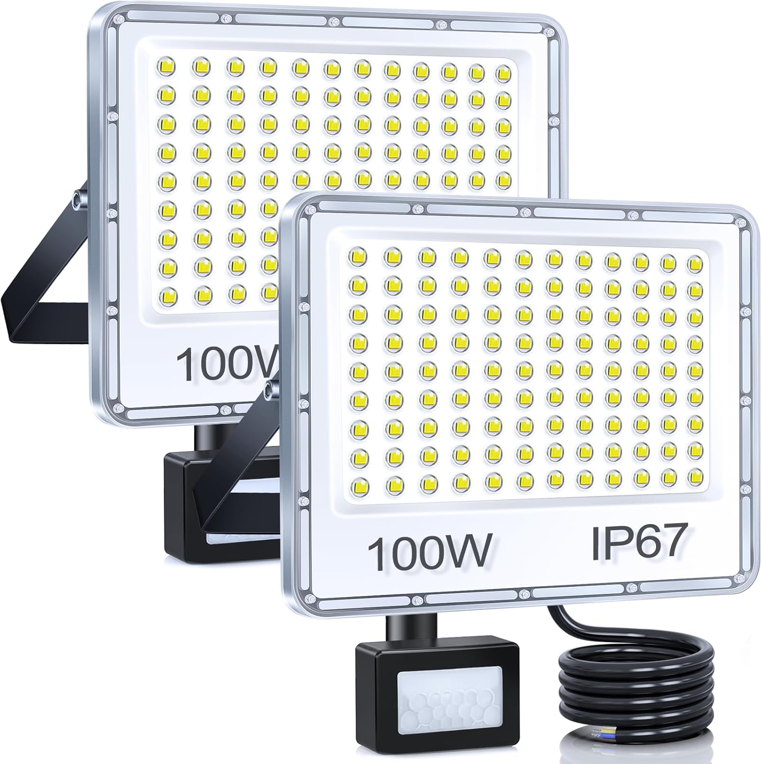 Yiqibro Faro LED Esterno con Sensore Movimento 100W 2 Pezzi - immagine 1