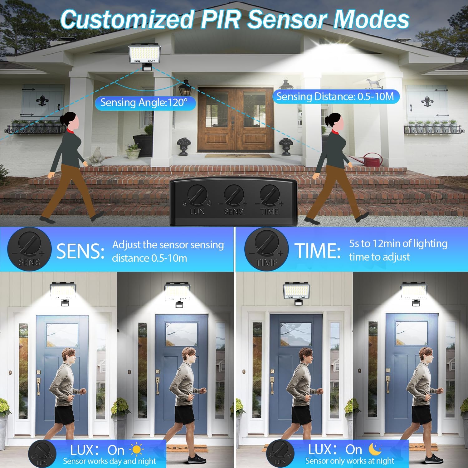 Yiqibro Faro LED Esterno con Sensore Movimento 100W 2 Pezzi - immagine 2