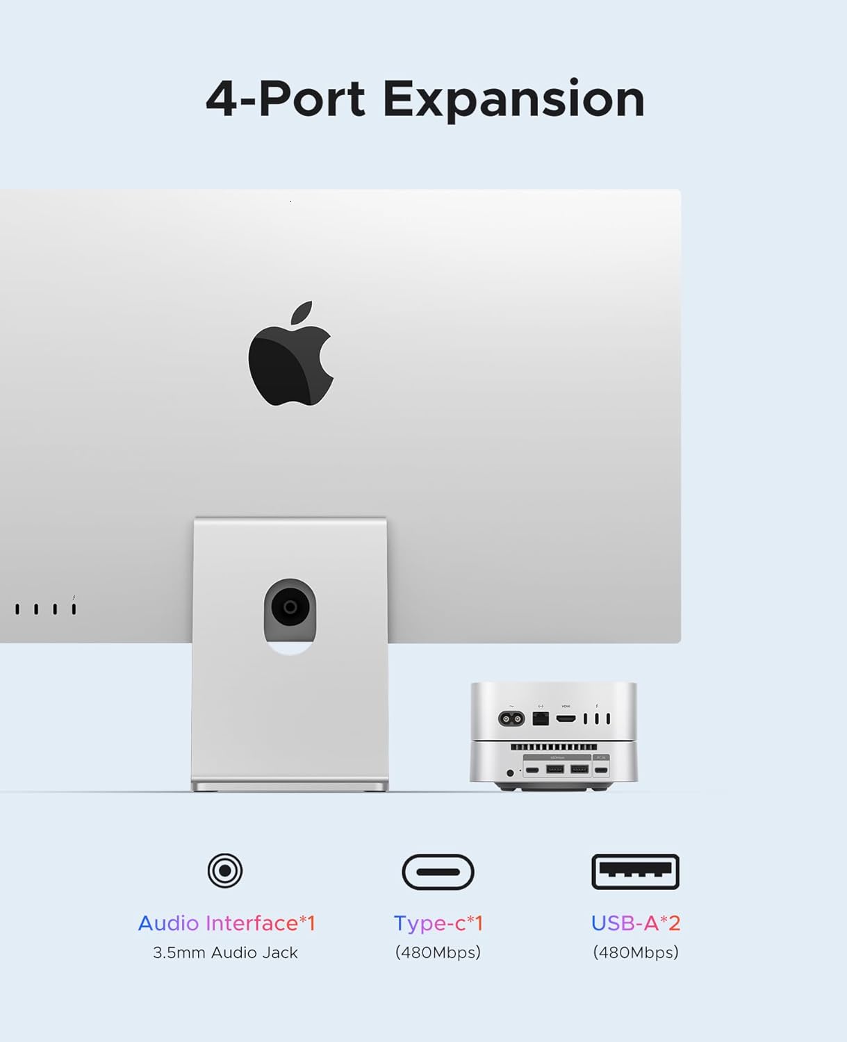 Orico STH03 Supporto Estensione Mac mini, Argento - immagine 3