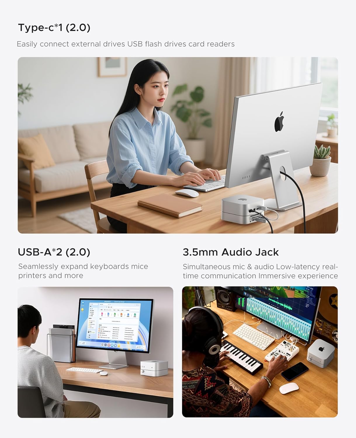 Orico STH03 Supporto Estensione Mac mini, Argento - immagine 4