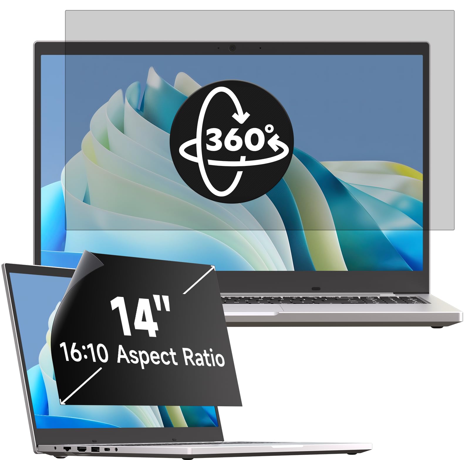 Mamol 360° Filtro Privacy 14 Pollici 16:10, Full Angle Anti Spia Schermo Privacy 14 pollici, Compatibile con Computer Portatile (302mm*188mm)