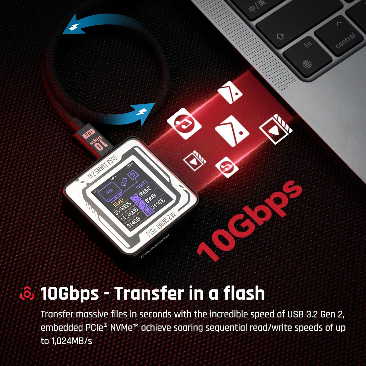 Dockcase Pocket M.2 NVMe Smart SSD Case USB-C 3.2 - immagine 7