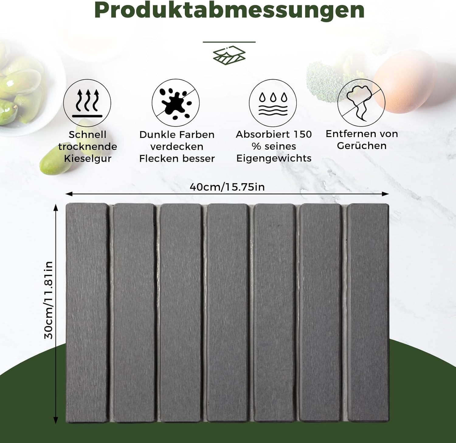 Scolapiatti 40x30cm in Terra di Diatomea - immagine 3