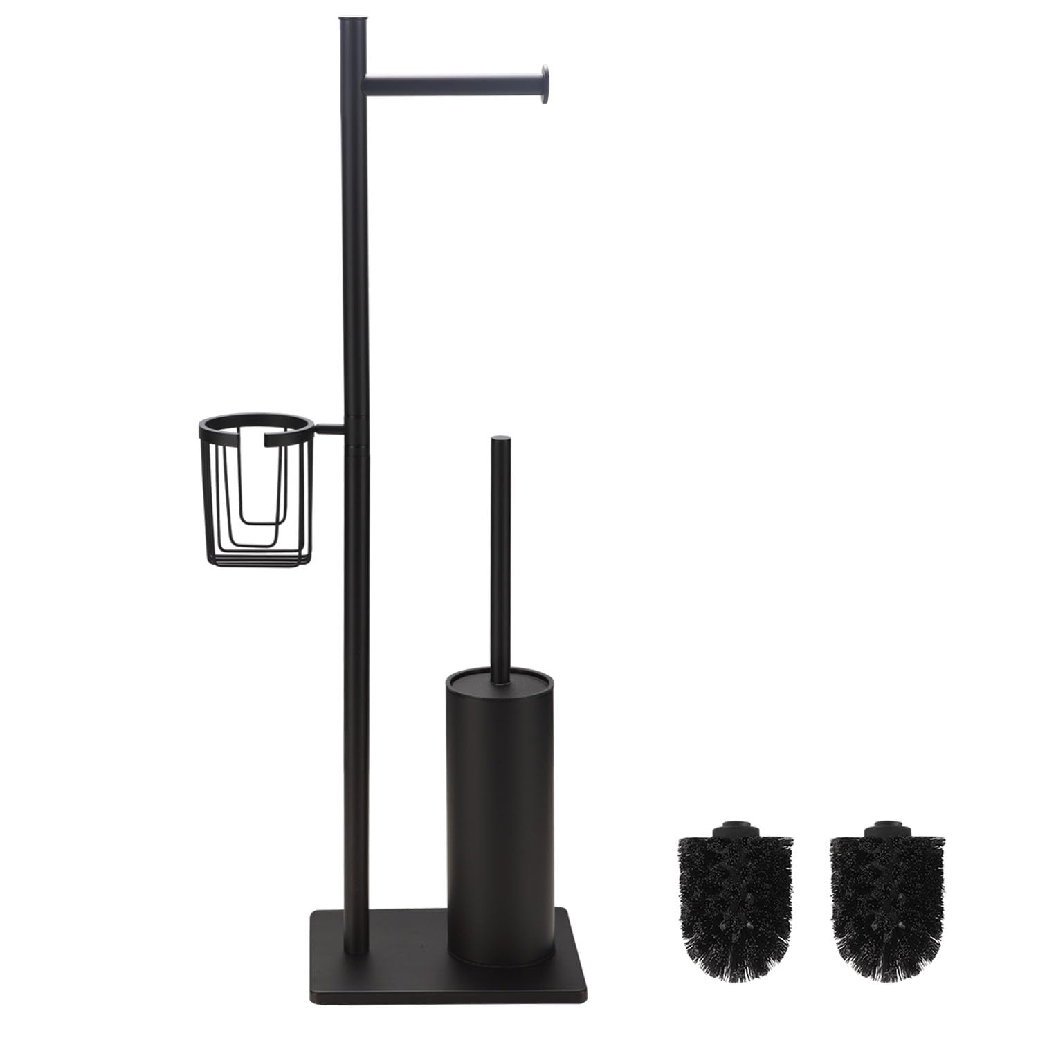 Bgl Porta Carta Igienica in Piedi con Scopino, Nero