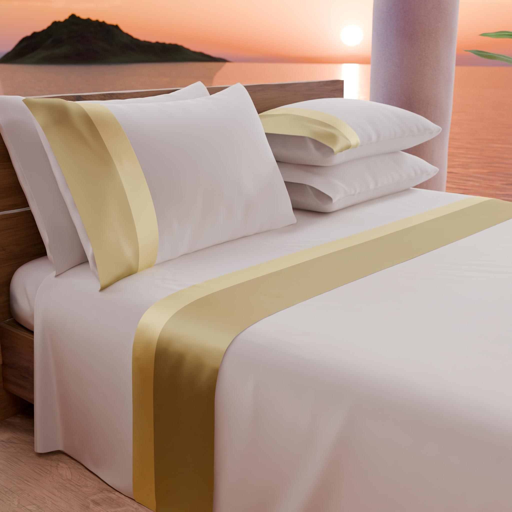 Petti Artigiani Italiani - Set Lenzuola Matrimoniale 4 Pezzi, Oro