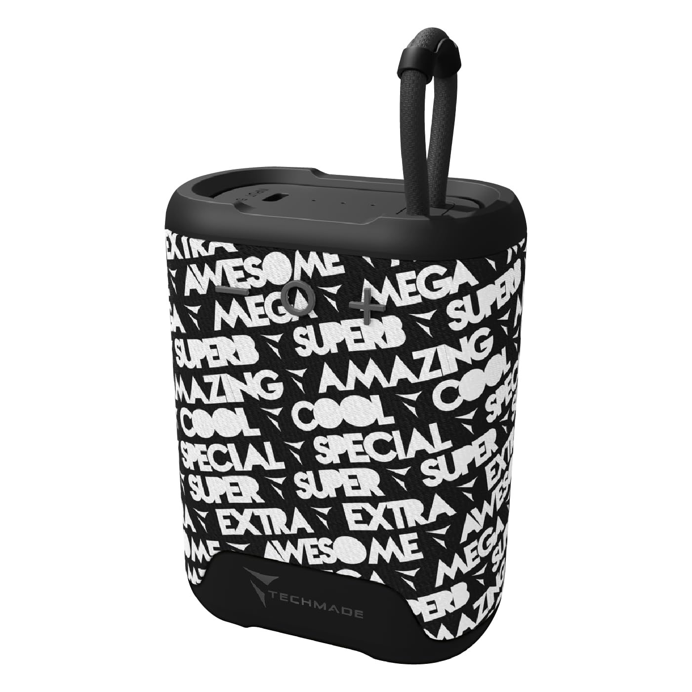 TECHMADE Speaker Bluetooth Portatile, Cassa Altoparlante Wireless con Design Compatto| Distanza operativa 10metri|Connessione senza filo e vivavoce (fantasia nero)