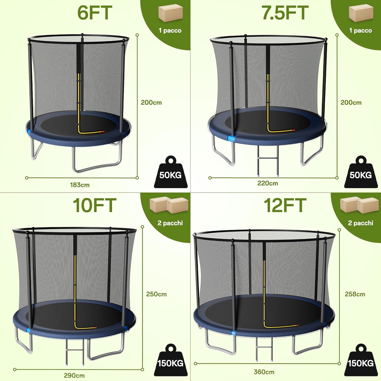 Jummico Trampolino da Giardino con Rete di Sicurezza - immagine 2