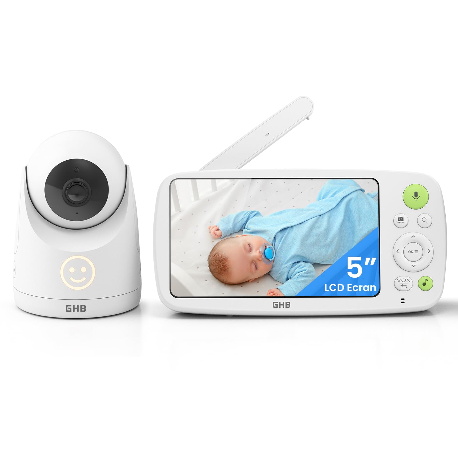 Ghb Babyphone con Fotocamera 5 Pollici HD 1080P