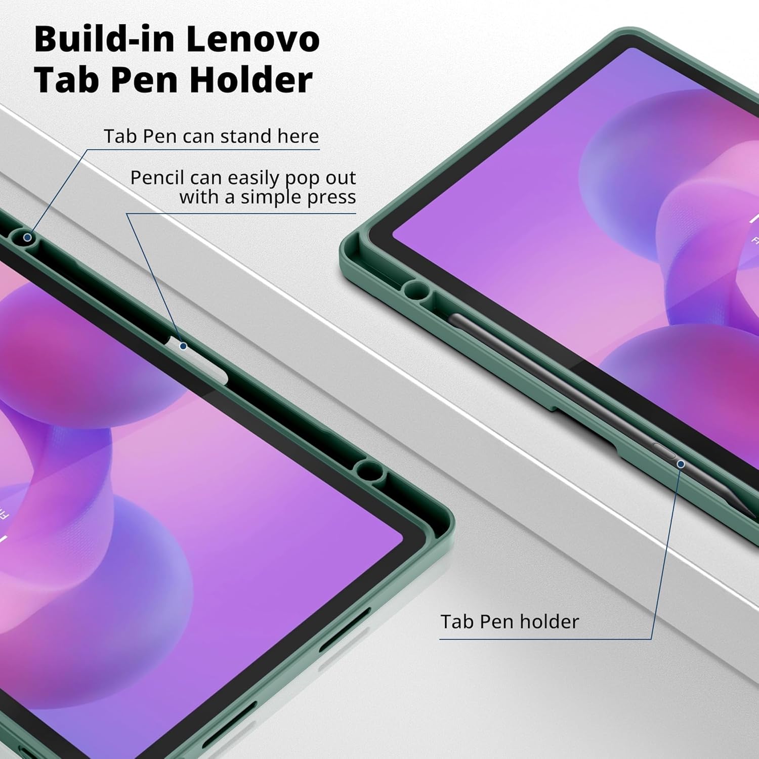 Easyacc Custodia per Idea Tab 2025 11" con Portapenne, Verde - immagine 5