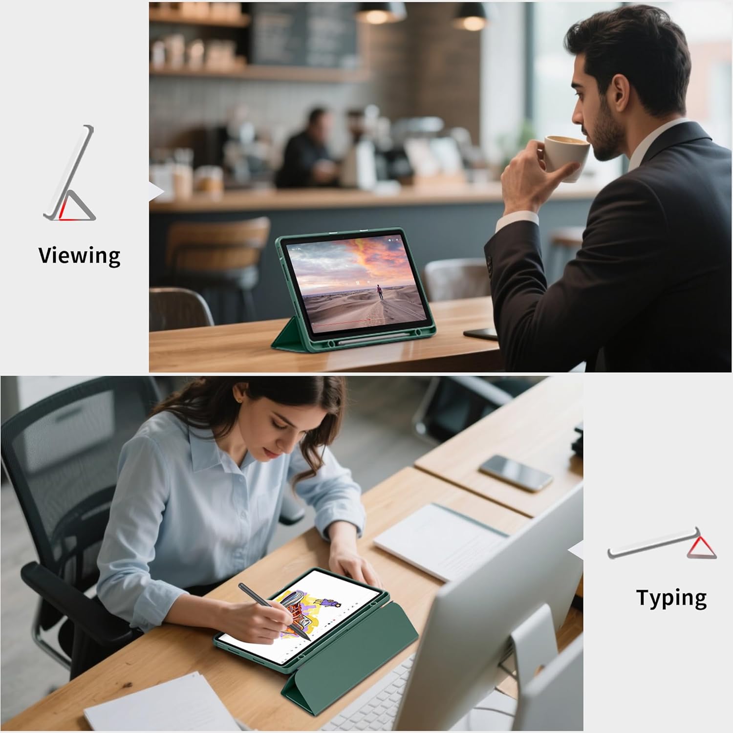 Easyacc Custodia per Idea Tab 2025 11" con Portapenne, Verde - immagine 6