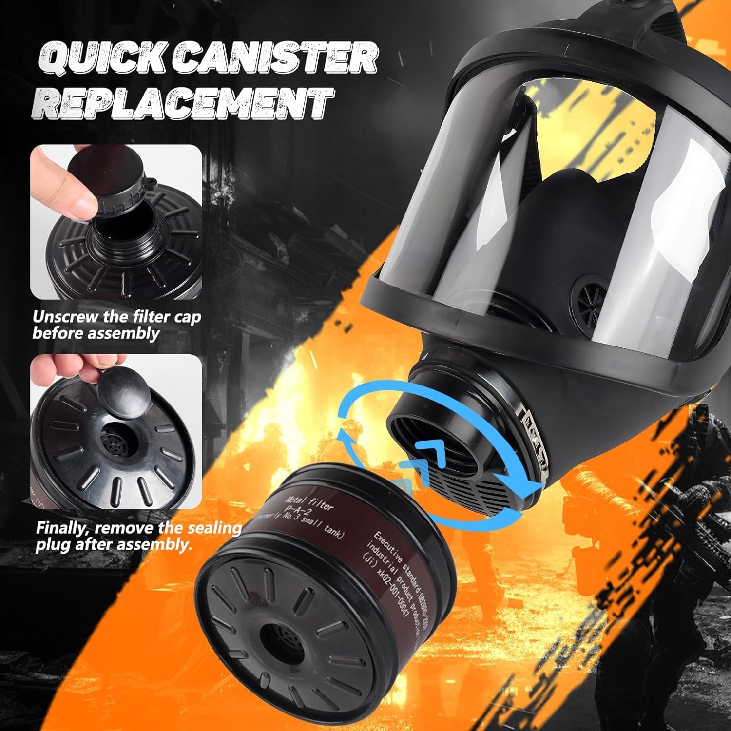 Maschera Antigas Chimica Integrale con Filtro 40mm - immagine 2