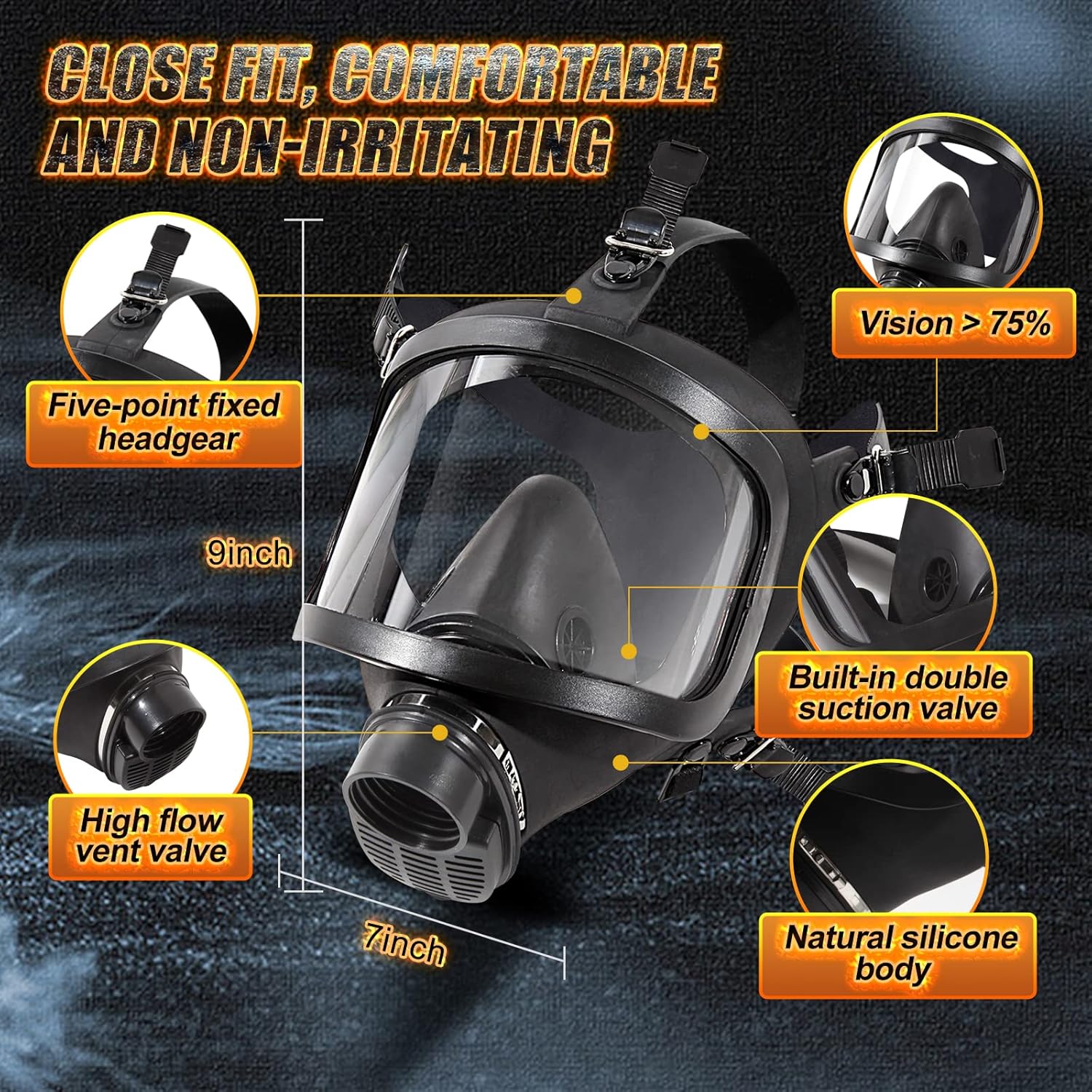 Maschera Antigas Chimica Integrale con Filtro 40mm - immagine 4