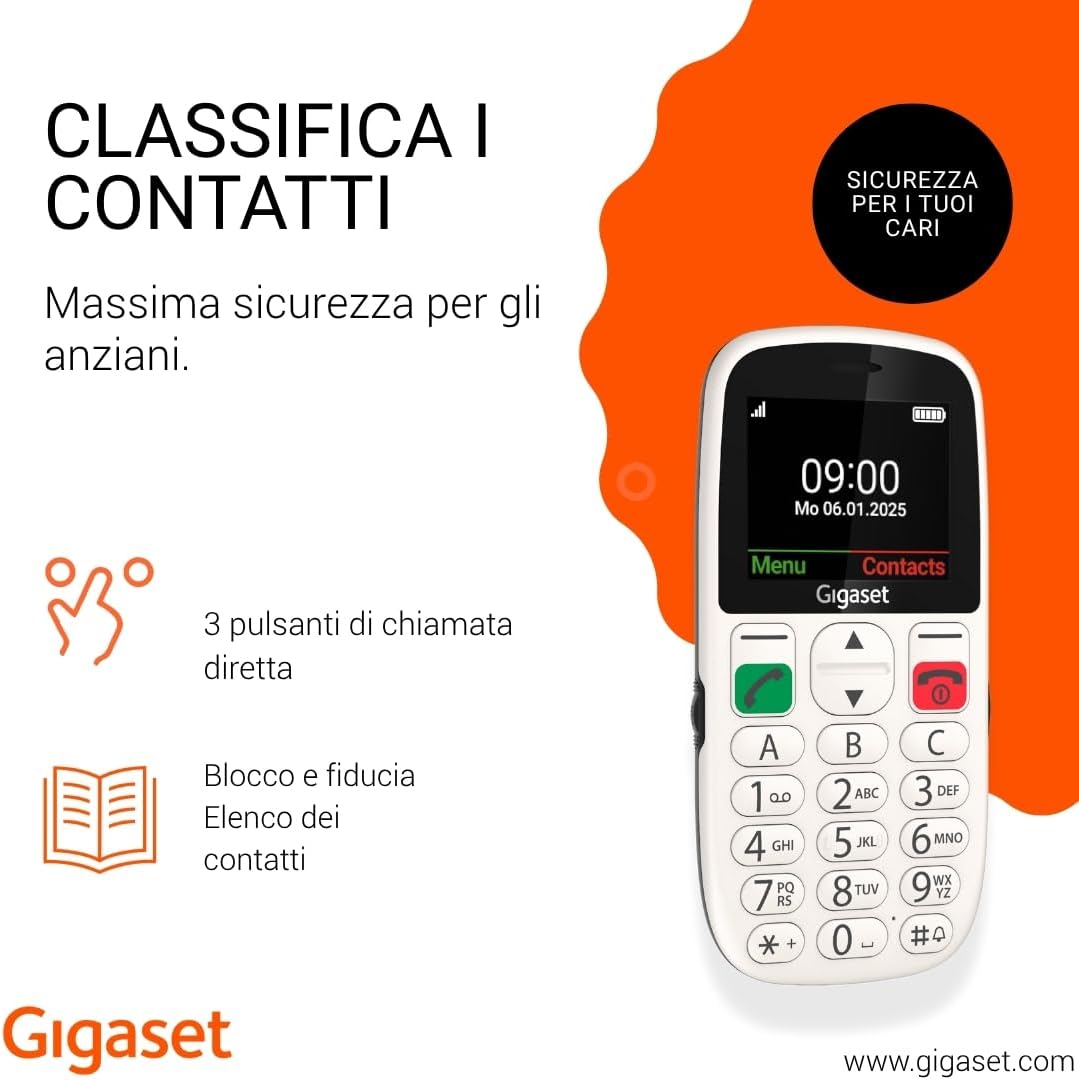 Gigaset GL395 - Telefono Cellulare per Anziani, Bianco Perla - immagine 4