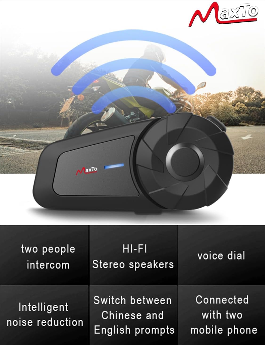 Maxto MX1 - Cuffie Bluetooth per moto 800m - immagine 1