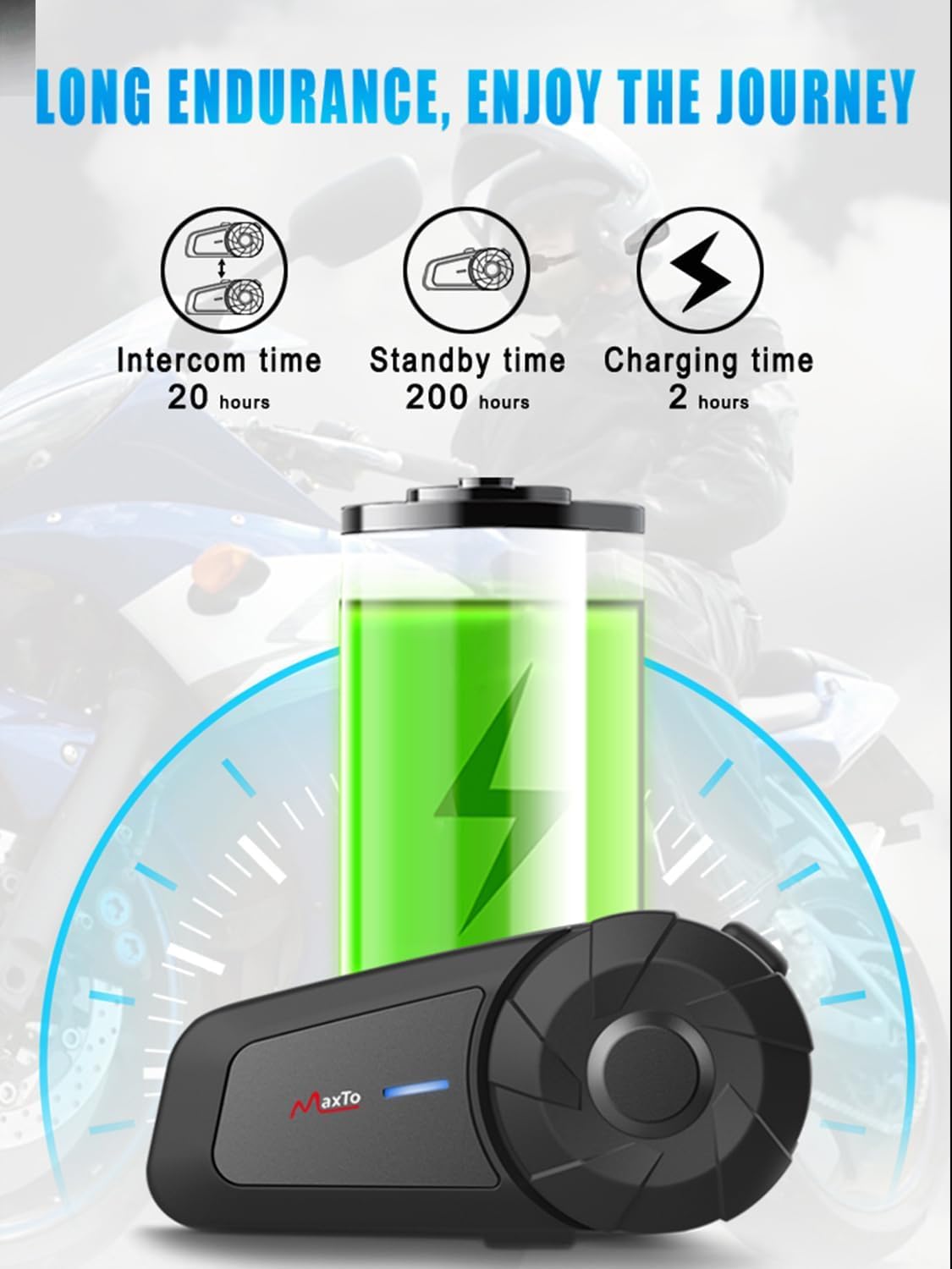 Maxto MX1 - Cuffie Bluetooth per moto 800m - immagine 5