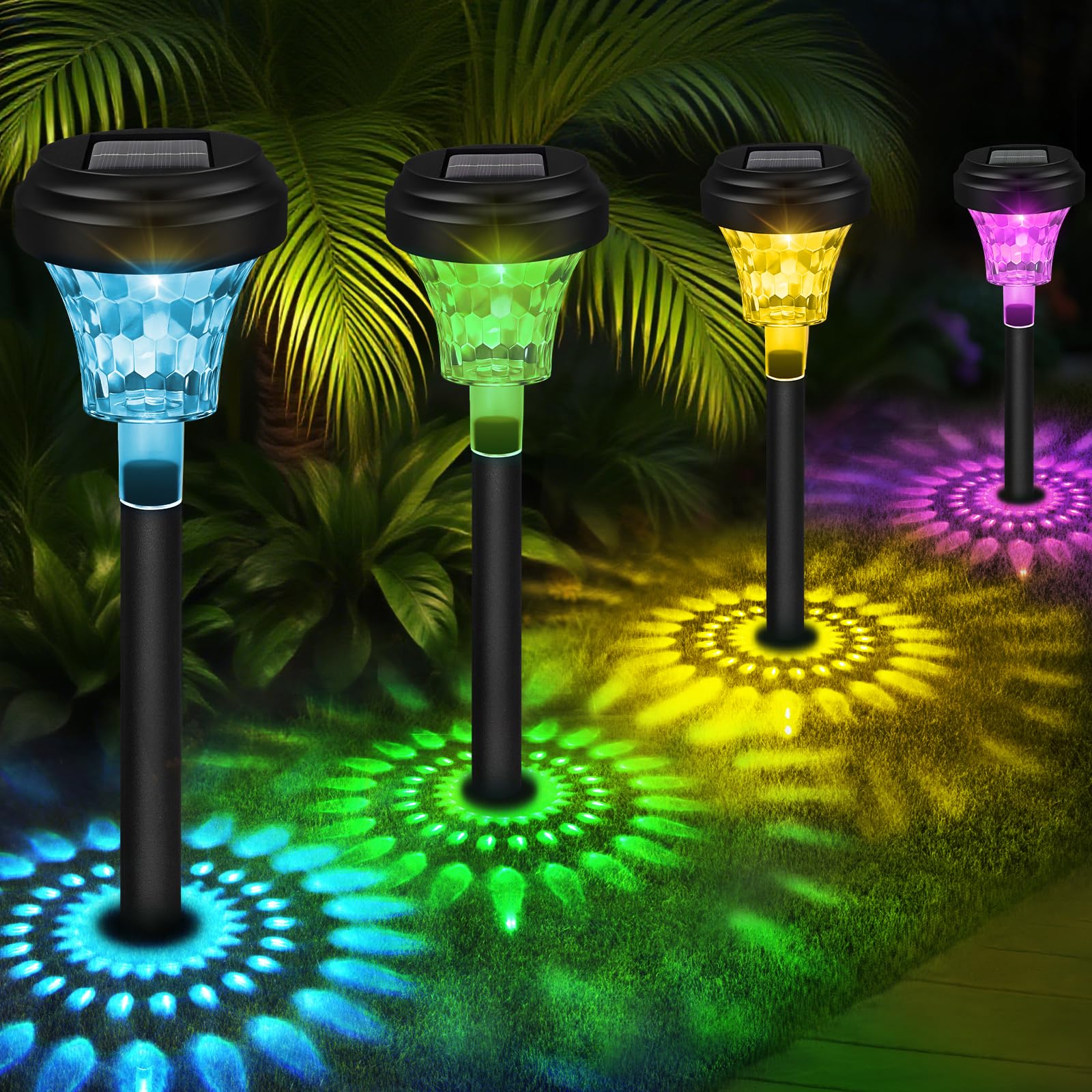 Akynite 8 Pezzi Luci Solari da Giardino RGB e Calda