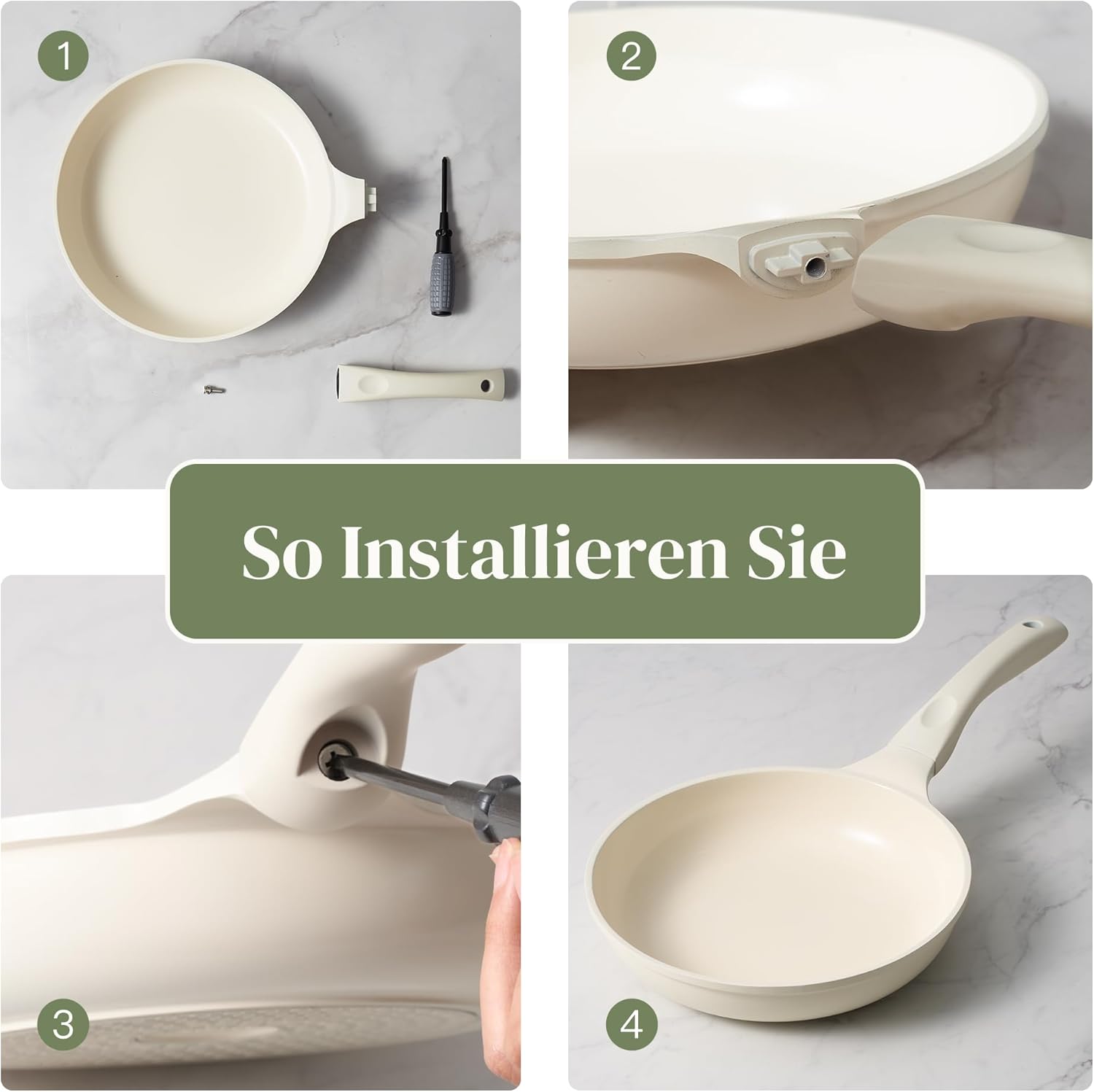 Redchef Set di Pentole in Ceramica 11 Pezzi, Beige - immagine 8