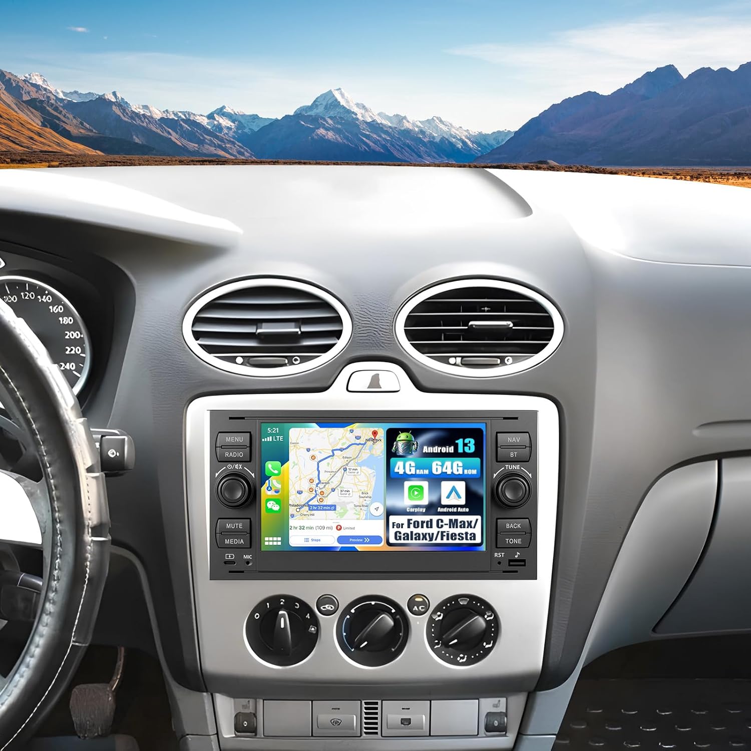 Sixwin Autoradio Android 13 per Ford C-Max/Galaxy/Kuga - immagine 1