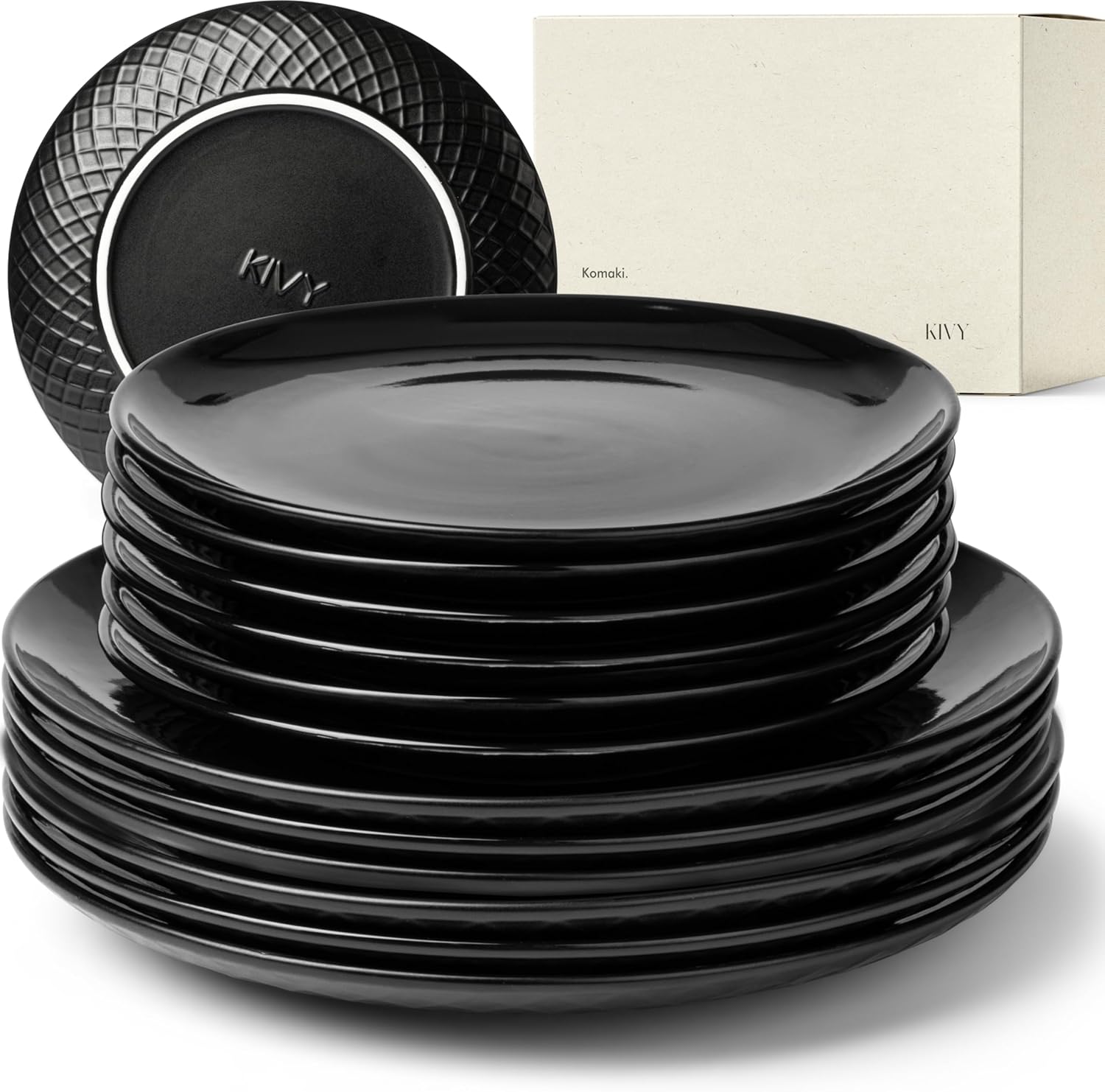 Kivy Set Stoviglie Nere per 6 Persone