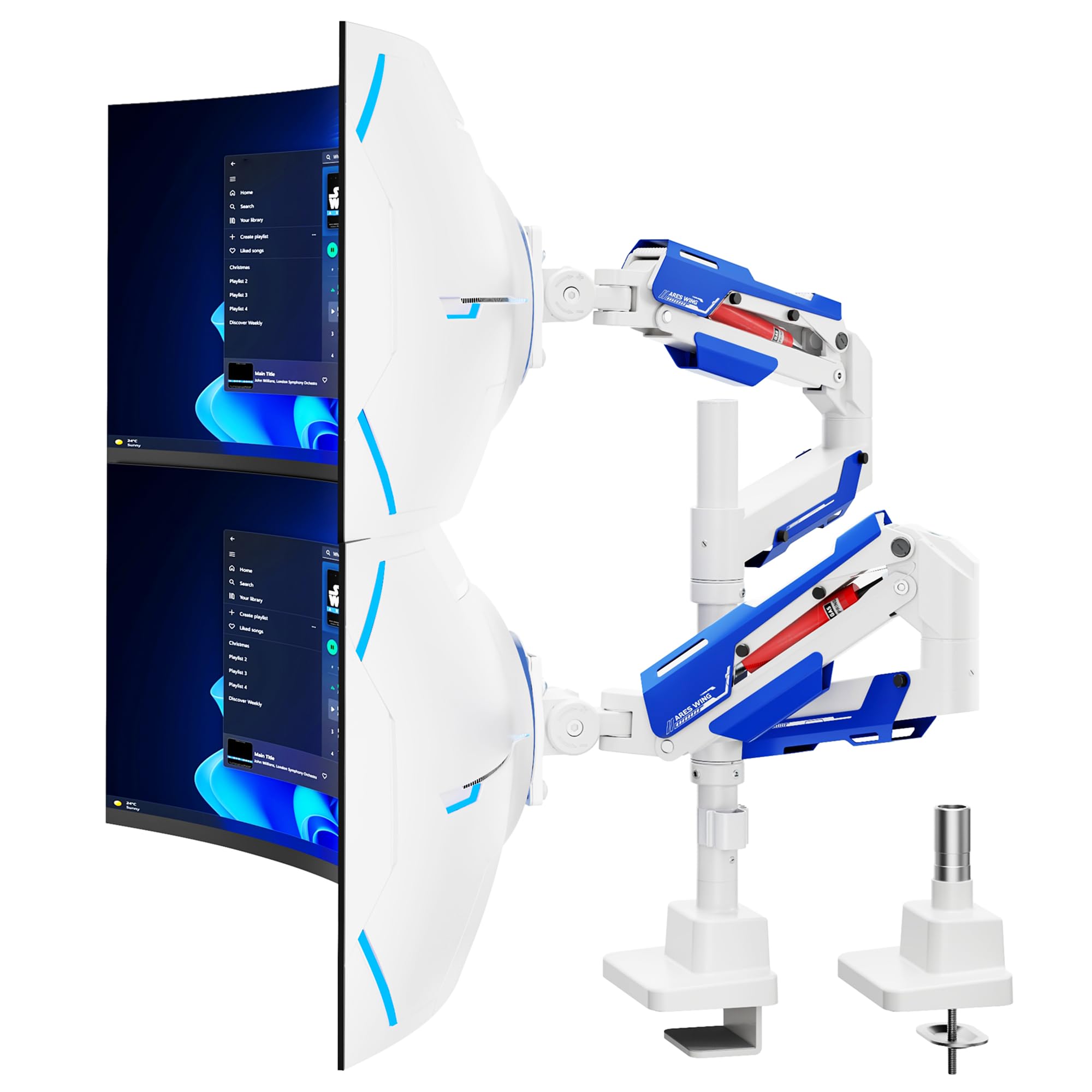 Ares Wing Supporto Monitor Doppio per Schermi 24-57″