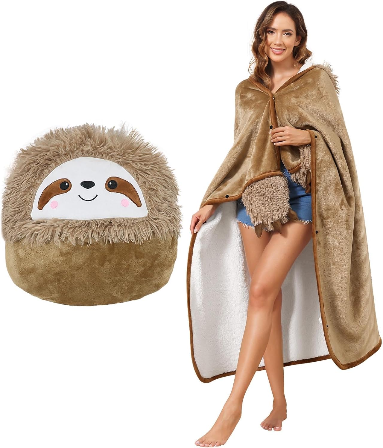 Bradipo Coperta con Maniche Indossabile 160x130cm - immagine 1