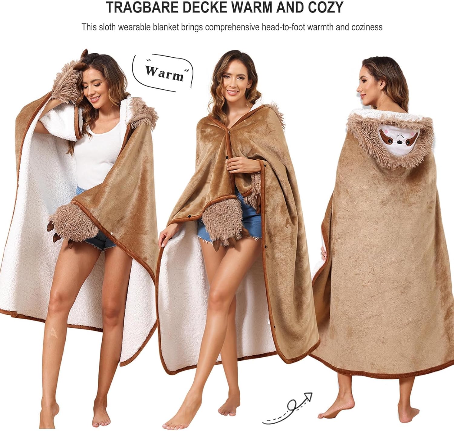 Bradipo Coperta con Maniche Indossabile 160x130cm - immagine 5