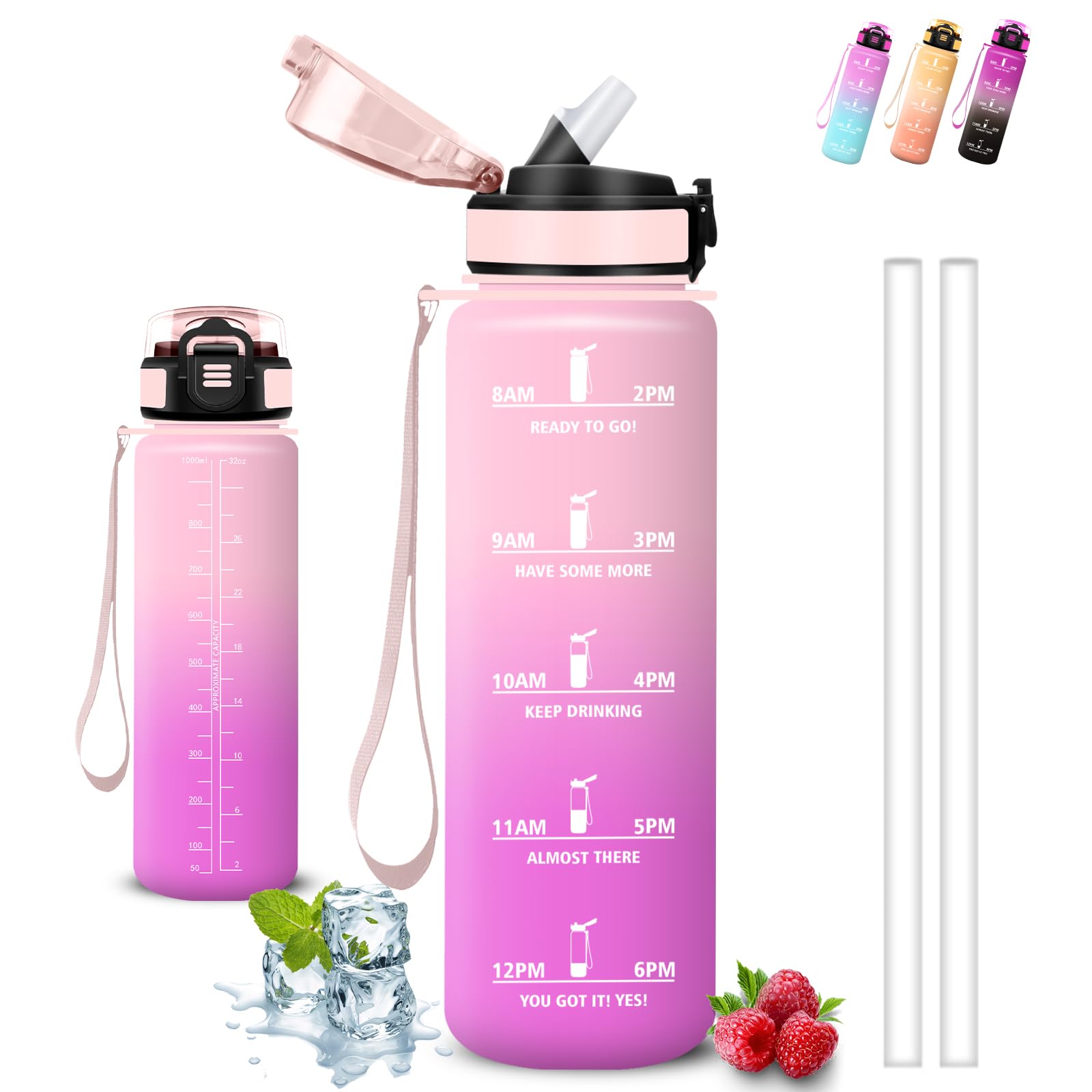 Borraccia 1 Litro con Cannuccia e Slogan Motivazionale