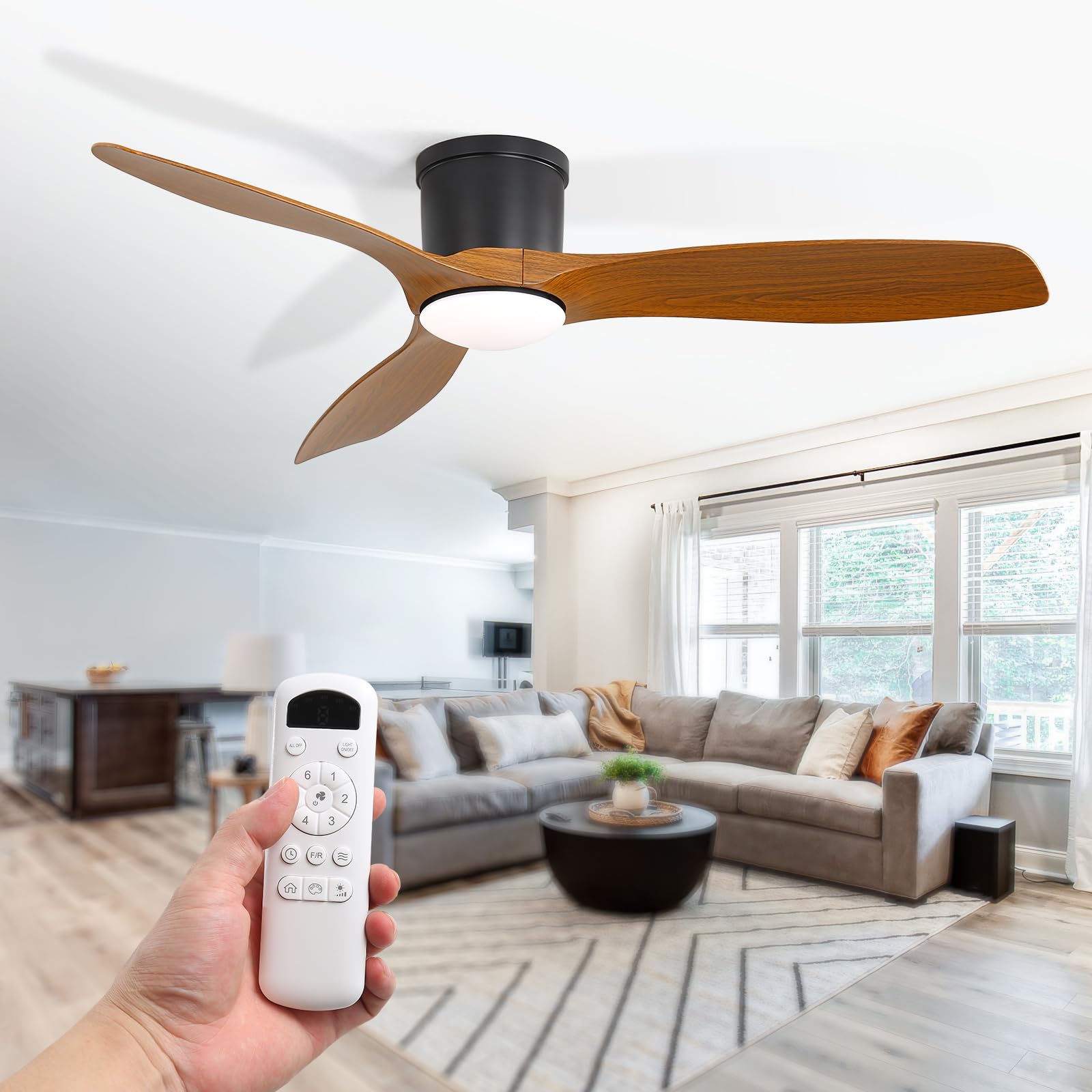 Sofucor Ventilatore da Soffitto 132cm con Luce LED