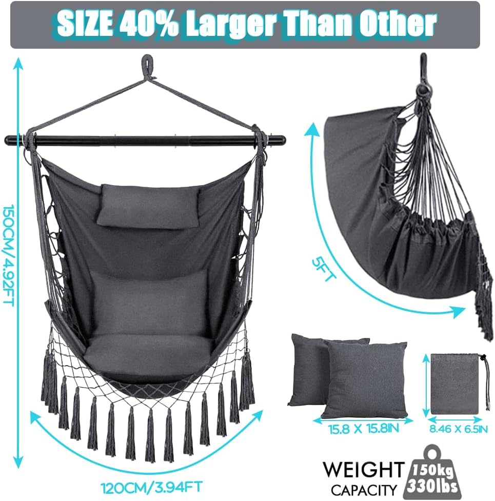 Poltrona Sospesa da Giardino con 2 Cuscini e Borsa - immagine 4