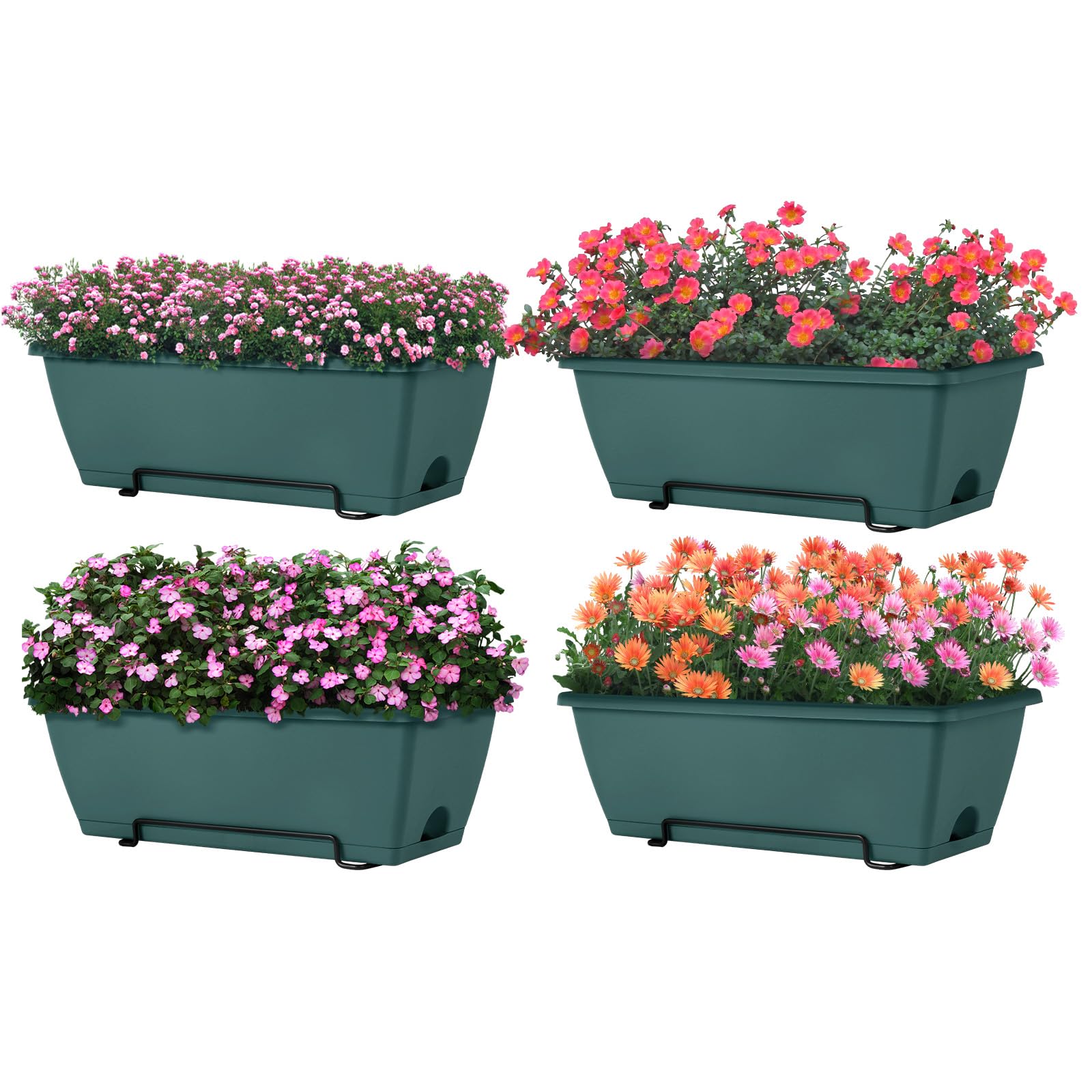 LIANTRAL Set 4 Fioriere Sospese per Ringhiera, Verde