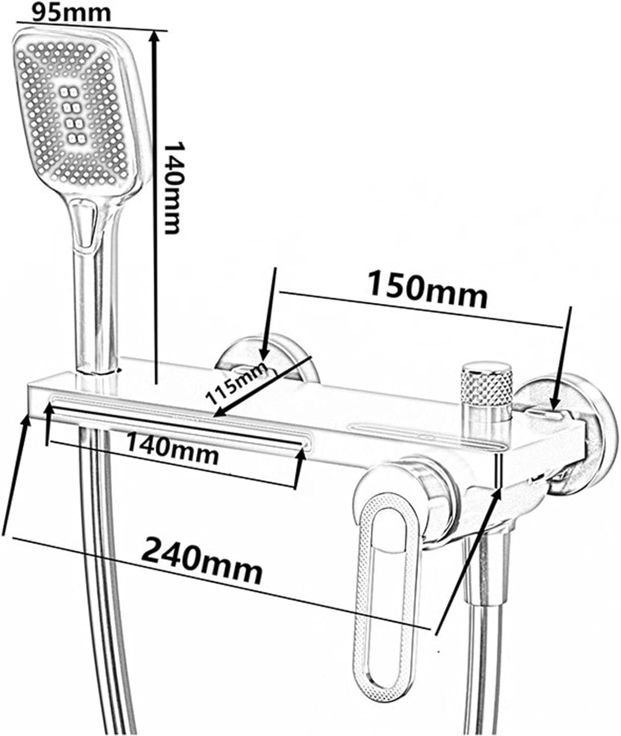 Xjtnlb Rubinetto Doccia a Muro Cascata, Oro Spazzolato - immagine 2