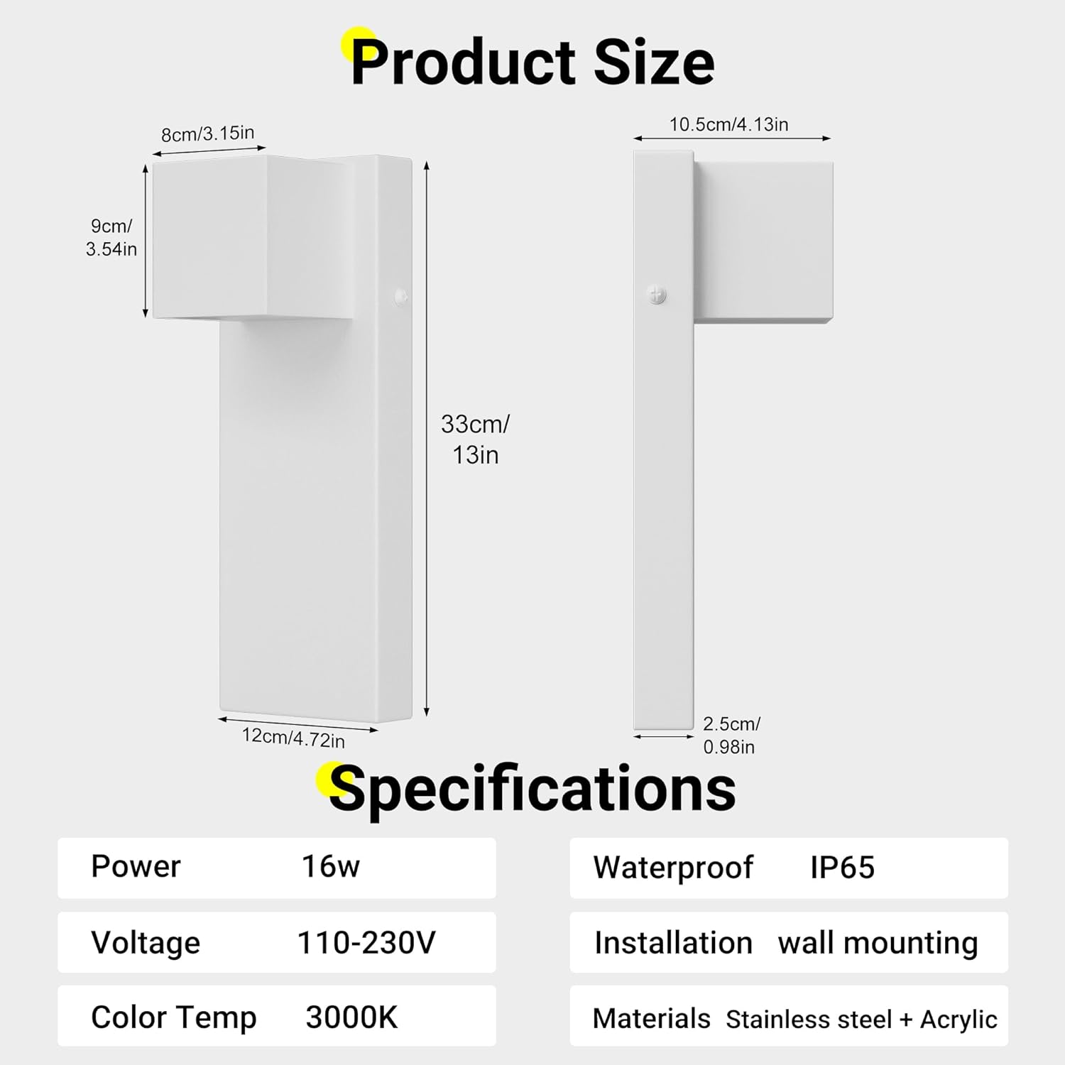 K-bright Applique LED da Esterno 16W, 2 Pezzi, Bianco - immagine 3