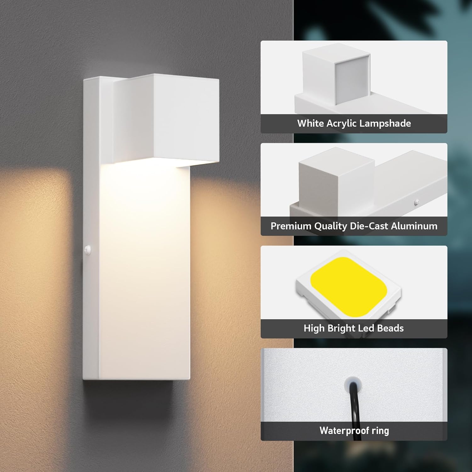 K-bright Applique LED da Esterno 16W, 2 Pezzi, Bianco - immagine 5